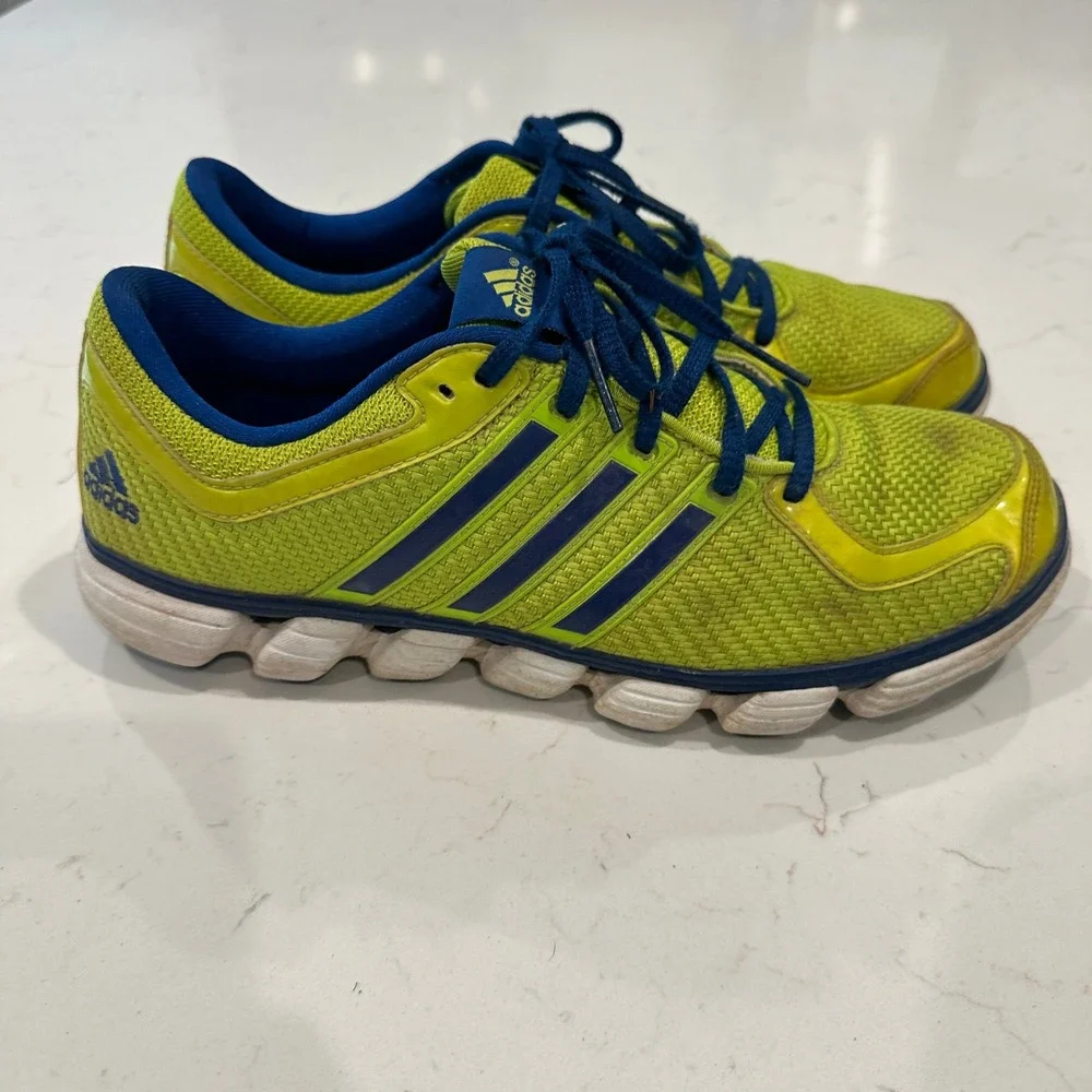 Adidas Mens Running Shoes Neon Lime Green Blue G59087 Low Top Sneakers Size 9.5